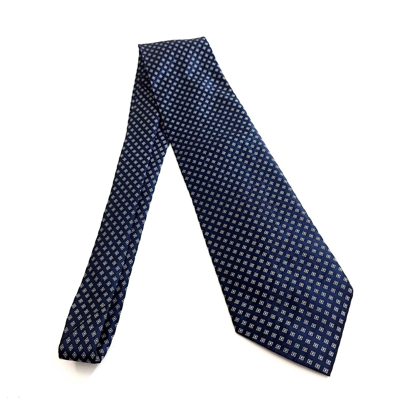 Designer Yves Saint Laurent Blue Geometric Woven Wide Silk Tie Size ONE SIZE - 6 Thumbnail