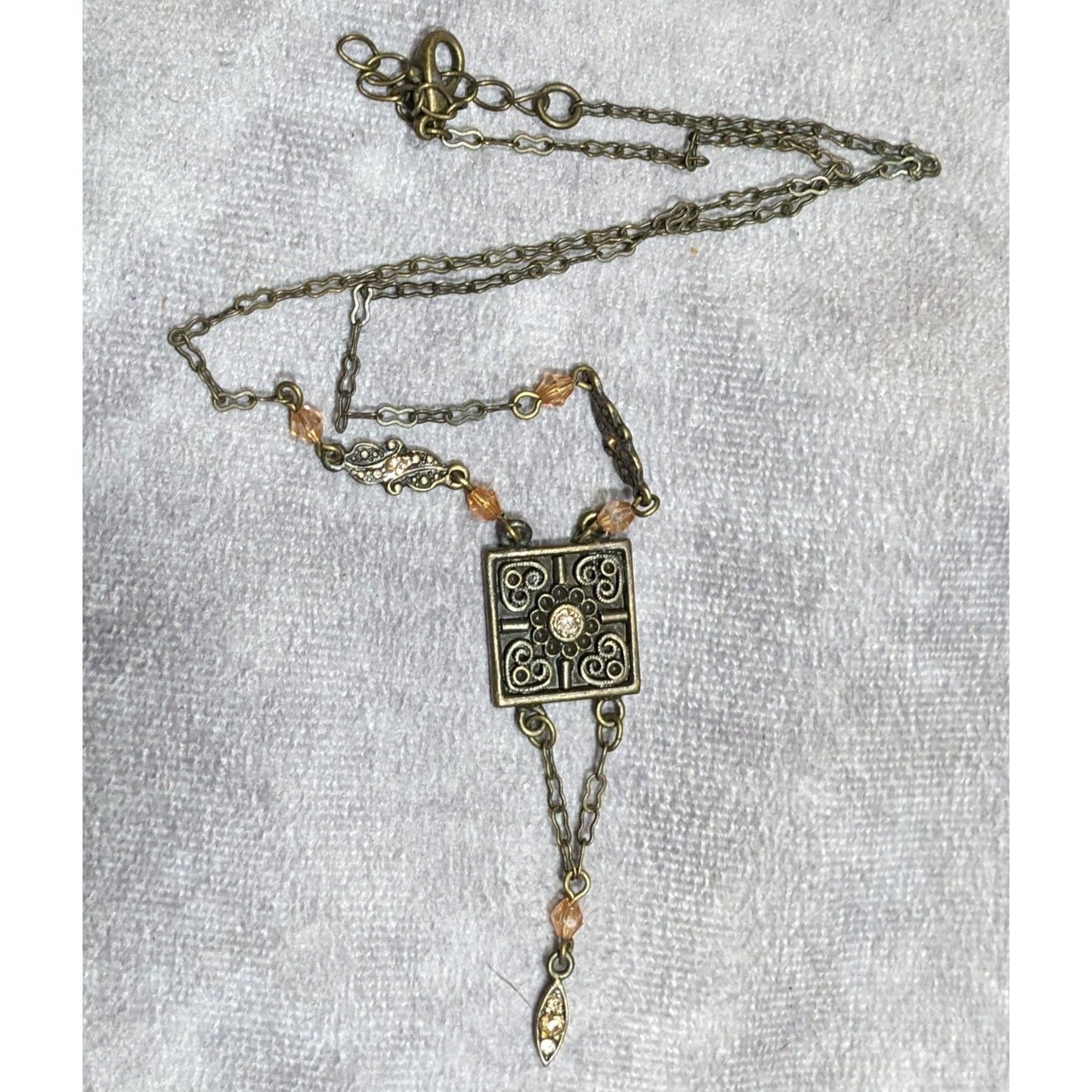 Other Vintage Floral Antiqued Gold Tone Necklace With Champagne Rh Size ONE SIZE - 6 Thumbnail
