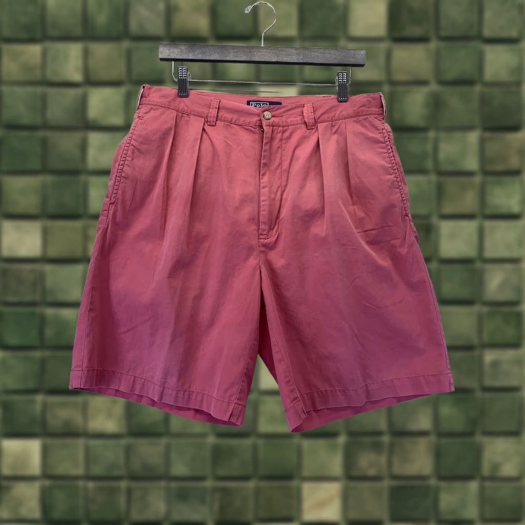 Polo Ralph Lauren VINTAGE Polo Ralph Lauren Tyler Short Chino Shorts Mens 34 Red Pleated Logo 90s American Casual Vintage Mens Size US S / EU 44-46 / 1 - 1 Thumbnail