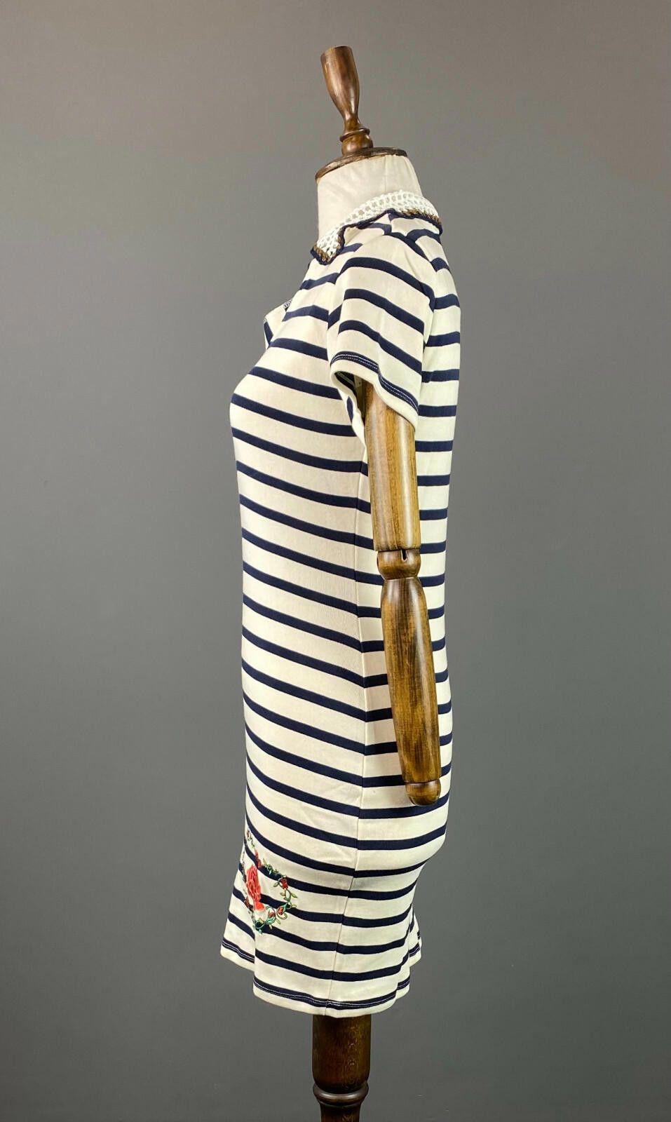 Desigual Desigual White Stripe Bodycon A-Line Dress Size S Size S / US 4 / IT 40 - 4 Thumbnail