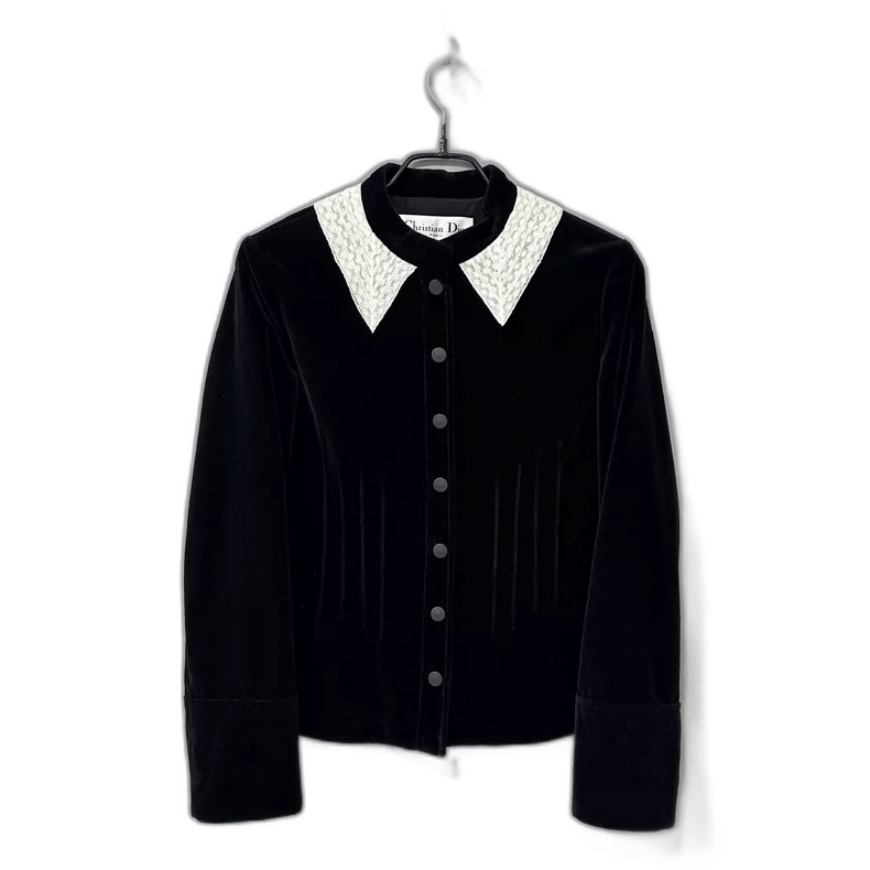 Dior Luxurious Velvet Lace Collar Jacket-2506 Size XS / US 0-2 / IT 36-38 - 1 Thumbnail