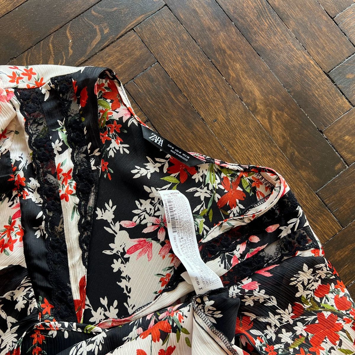 Designer × Zara Zara Womens Floral Multicolor Long Sleeve Blouse Size M / US 6-8 / IT 42-44 - 7 Thumbnail