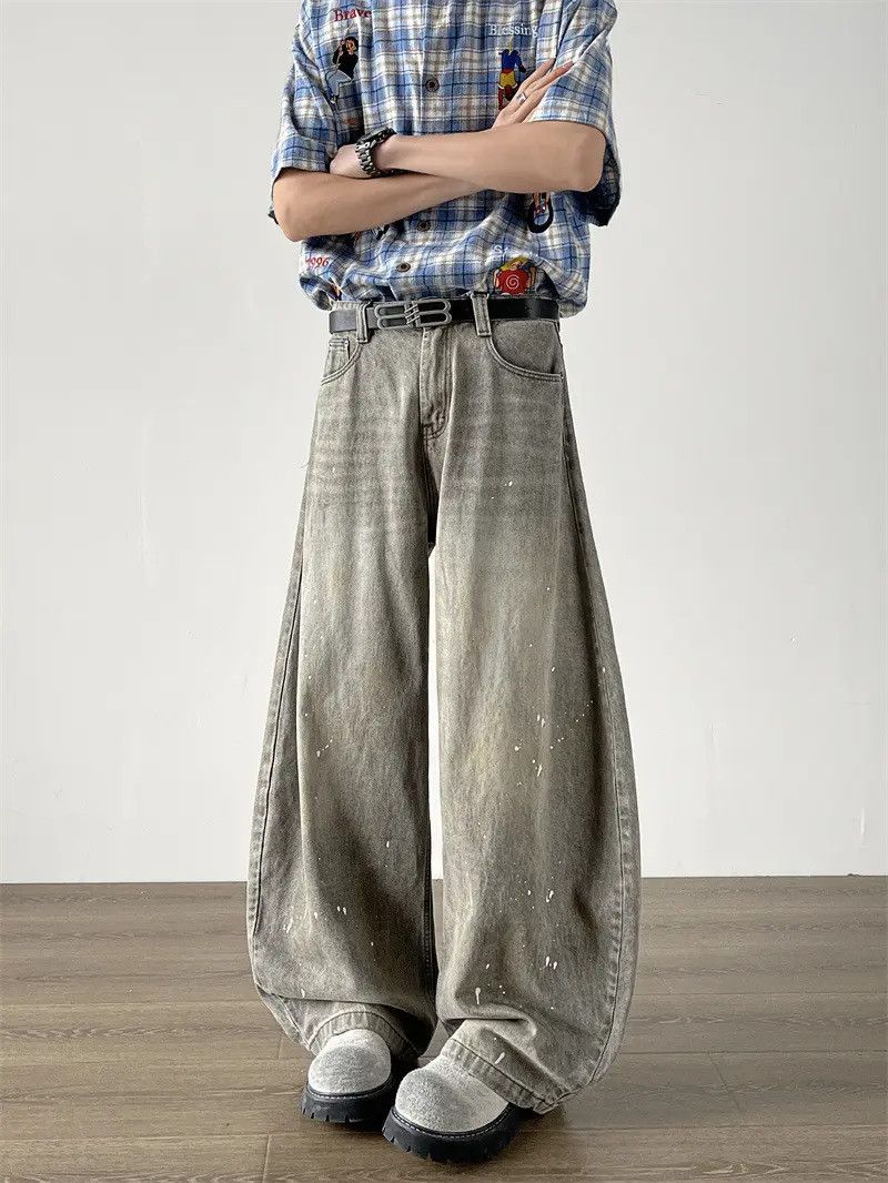 Japanese Brand Retro loose straight leg fringed jeans Size US 32 / EU 48 - 6 Thumbnail