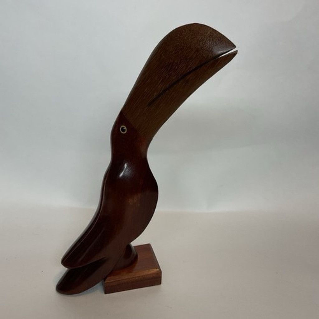The Unbranded Brand VTG Brazil Wood Hand Carved Toucan Sculpture Glass Eyes 9.5” Size ONE SIZE - 1 Thumbnail