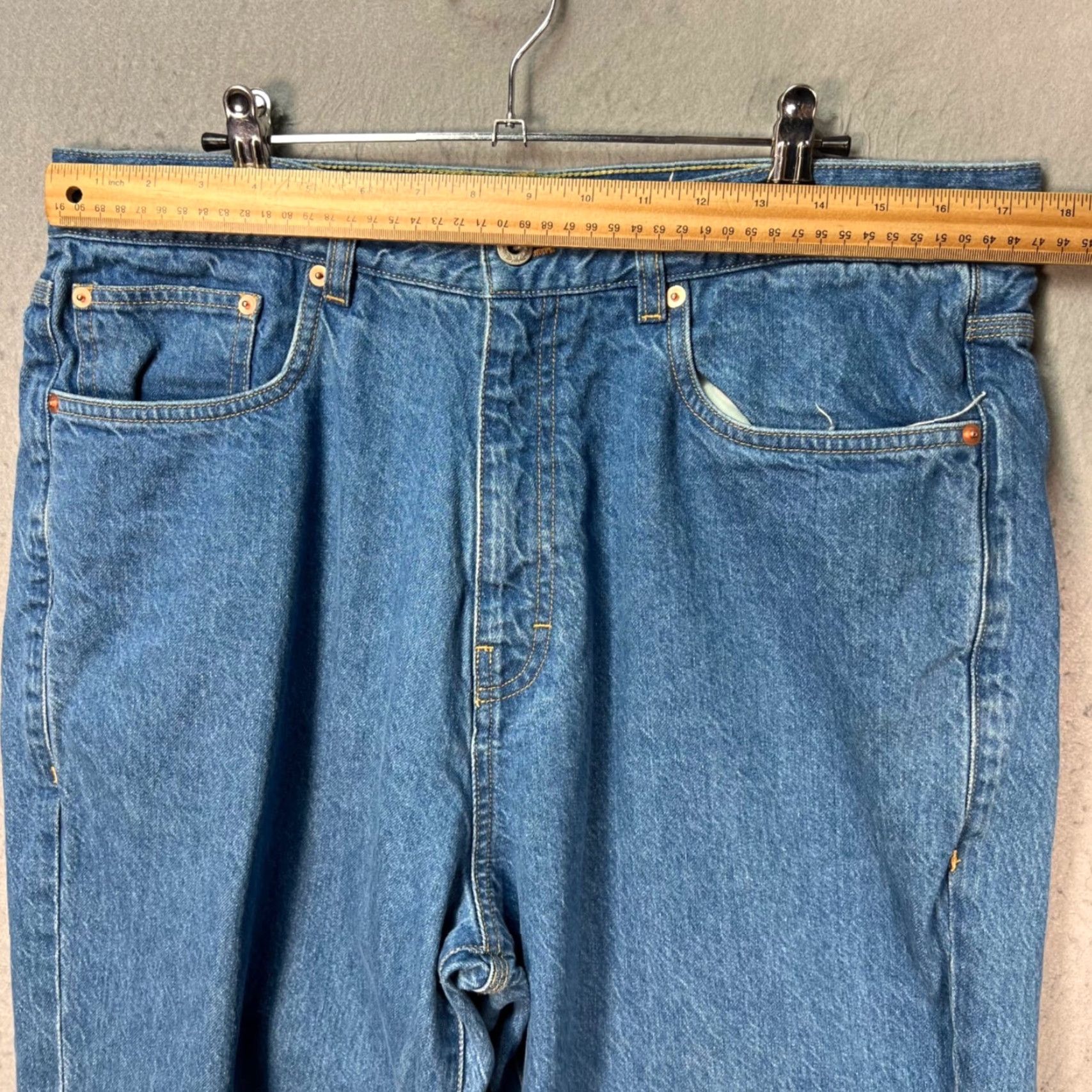 Stan Ray VINTAGE Stan Ray Jeans Mens 35 x 29 Relaxed Fit Distressed Denim Blue Size US 35 - 5 Thumbnail