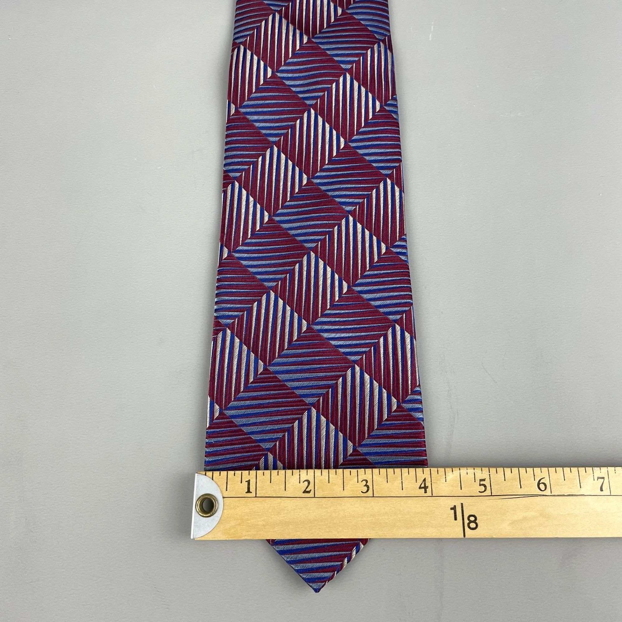 Jhane Barnes Jhane Barnes Burgundy Red Geometric Diamond Print Silk Tie Size ONE SIZE - 8 Thumbnail