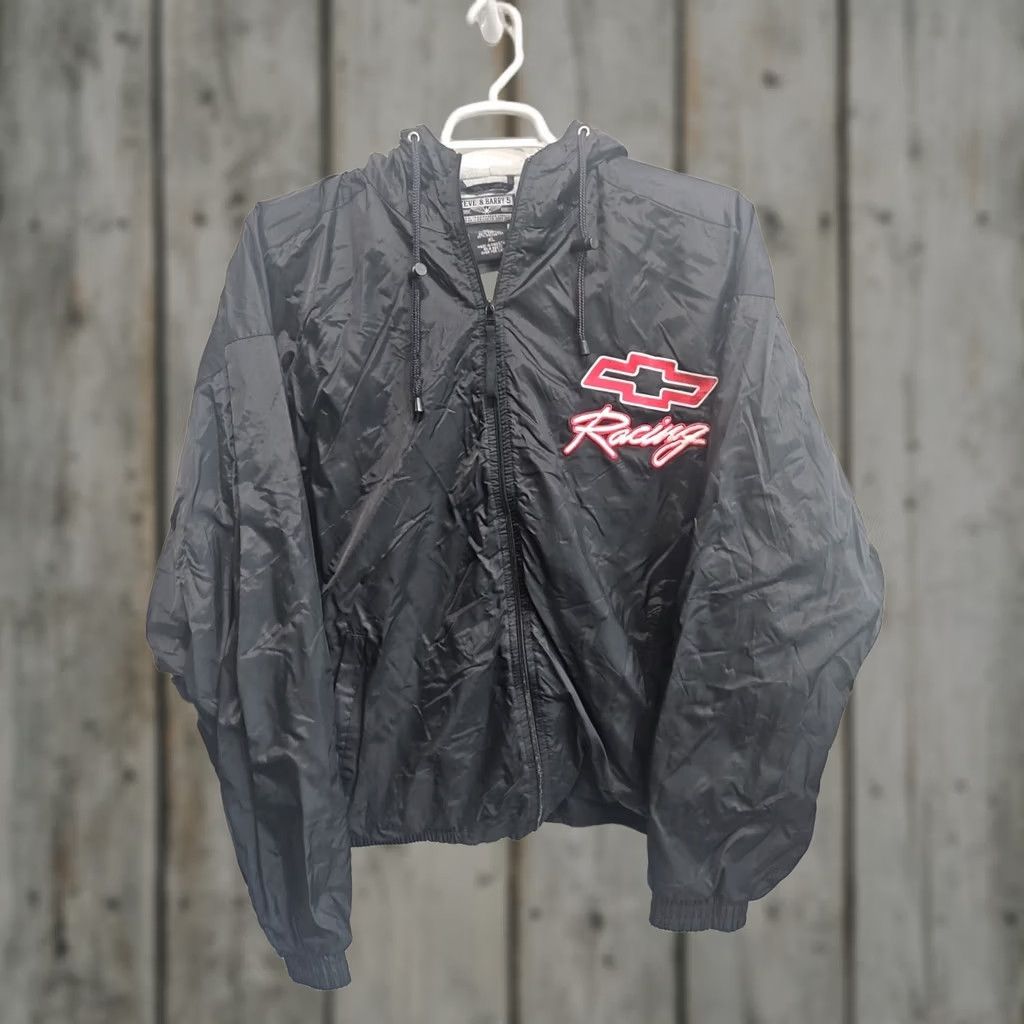 Vintage VINTAGE Steve & Barry's Chevrolet Satin Zip Jacket Mens XL Black Embroidered Truck Nascar Chevrolet Theme Size US XL / EU 56 / 4 - 1 Thumbnail