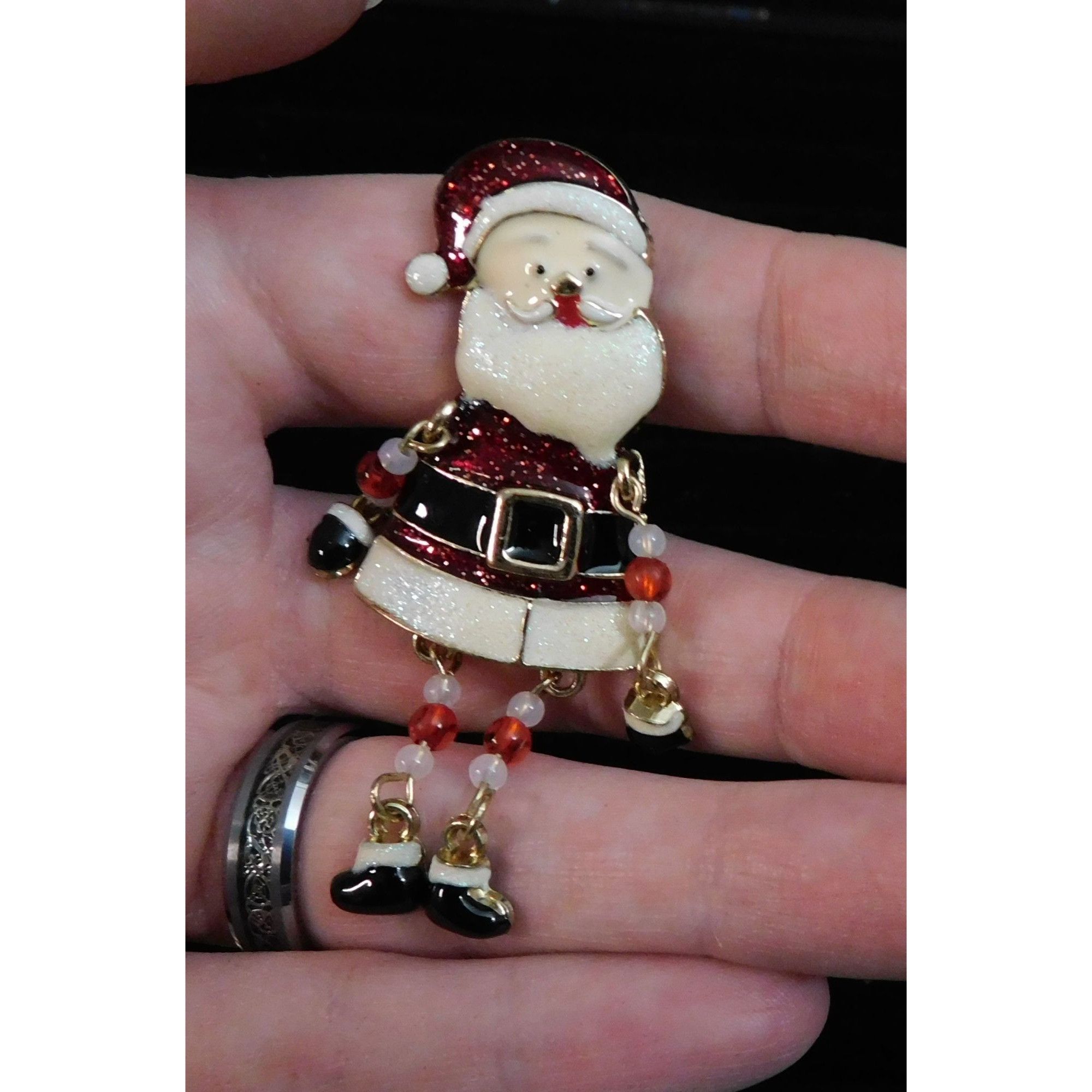 Other Vintage Dangling Beaded Limb Santa Brooch Size ONE SIZE - 4 Thumbnail
