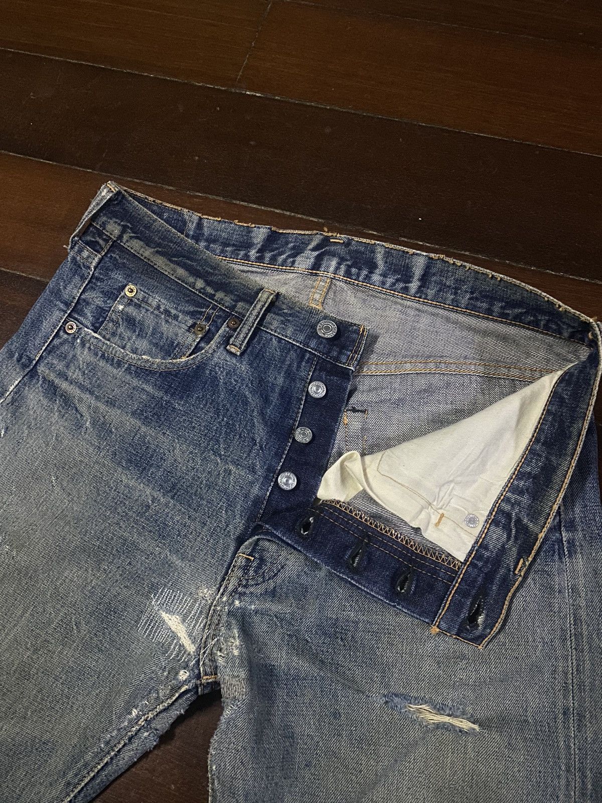 Denime Vintage 90s DENIME Orizzonti mud wash distressed rework Size US 35 - 13 Thumbnail
