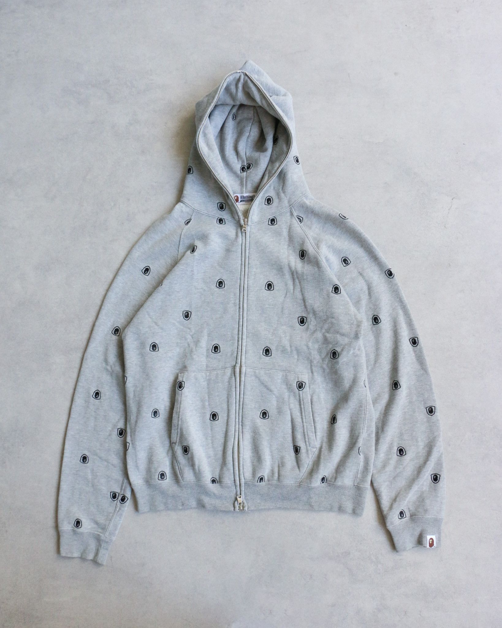 Bape BAPE Shield Monogram Logo Zip Up Hoodie Grey Size US M / EU 48-50 / 2 - 1 Thumbnail