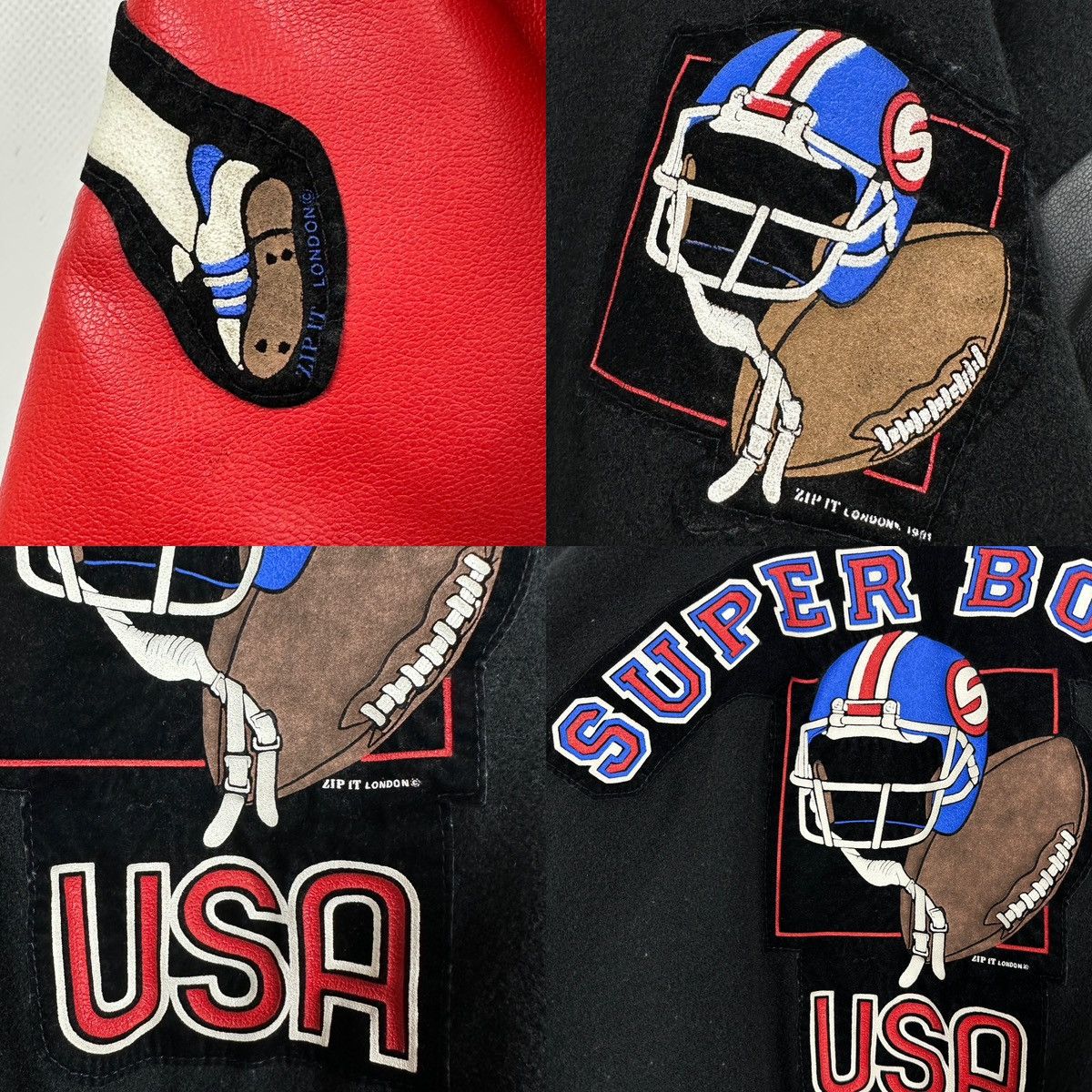 NFL 90s Vintage Super Bowl USA Zip It Varsity Bomber Jacket Size US L / EU 52-54 / 3 - 21 Thumbnail