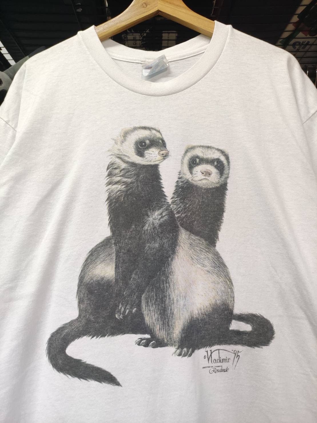 Vintage Vtg 1995 Ferret Graphic Art Animal T-Shirt Size US L / EU 52-54 / 3 - 1 Thumbnail