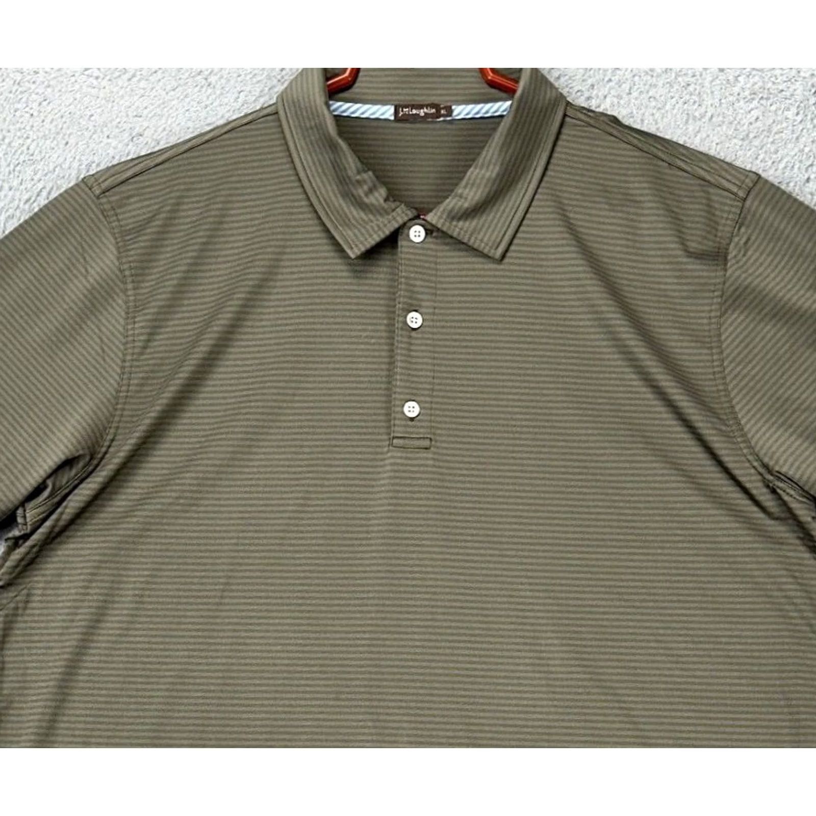 J.McLaughlin J. McLaughlin Golf Polo Shirt Mens XL Olive Green Striped Polo Athletic Rugby Size US XL / EU 56 / 4 - 2 Thumbnail