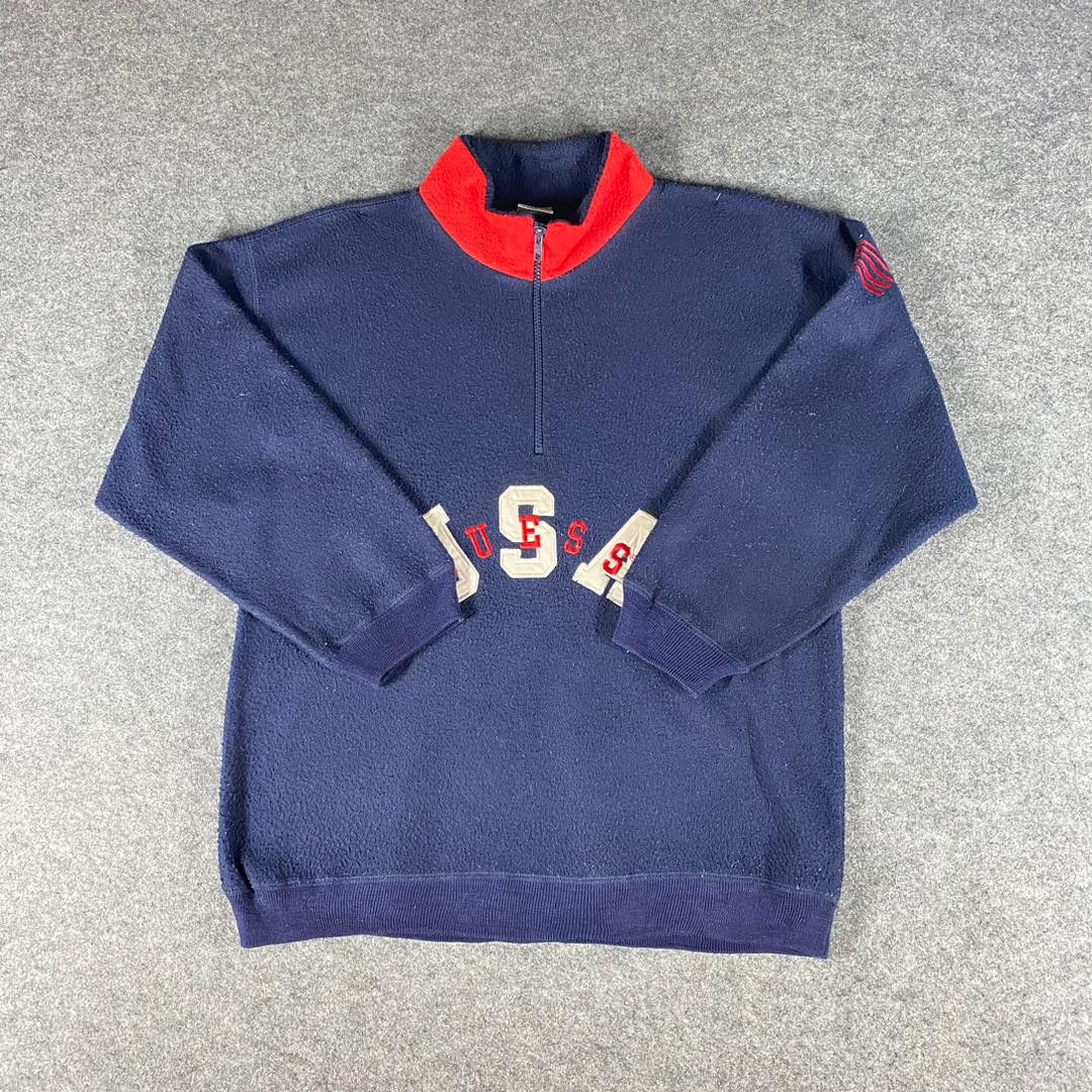 Guess Vintage 90s Guess Polartec Half Zipper Sweatshirt Size US L / EU 52-54 / 3 - 1 Thumbnail