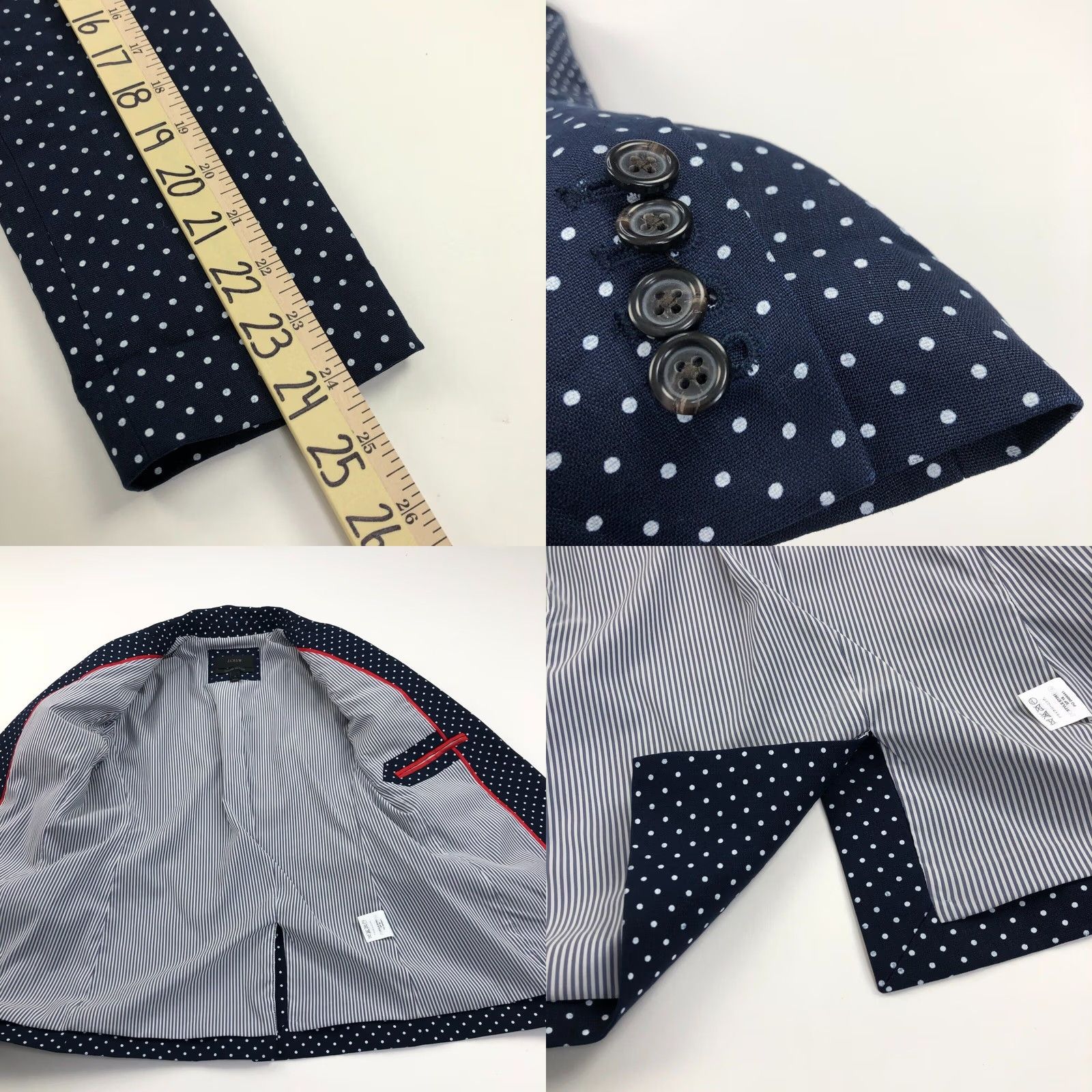J.Crew J.Crew REGENT Blazer Jacket blue Polka Dot 100% Linen Button Business 4 Size S / US 4 / IT 40 - 8 Thumbnail