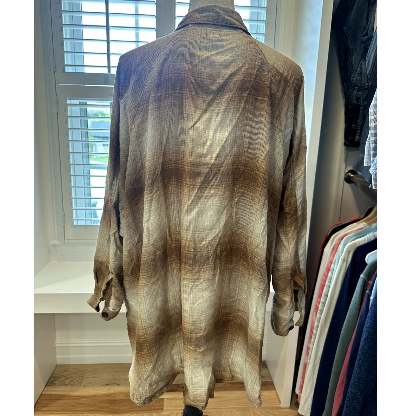 Bdg BDG Urban Outfitters Plaid High Low Button Up Brown Cream S Size S / US 4 / IT 40 - 5 Thumbnail