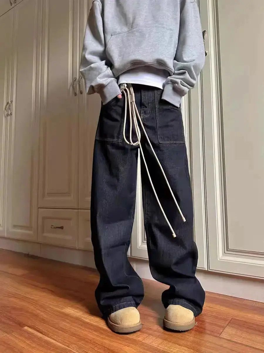 Japanese Brand Vintage washed black Y2K straight leg baggy jeans Size US 32 / EU 48 - 4 Thumbnail