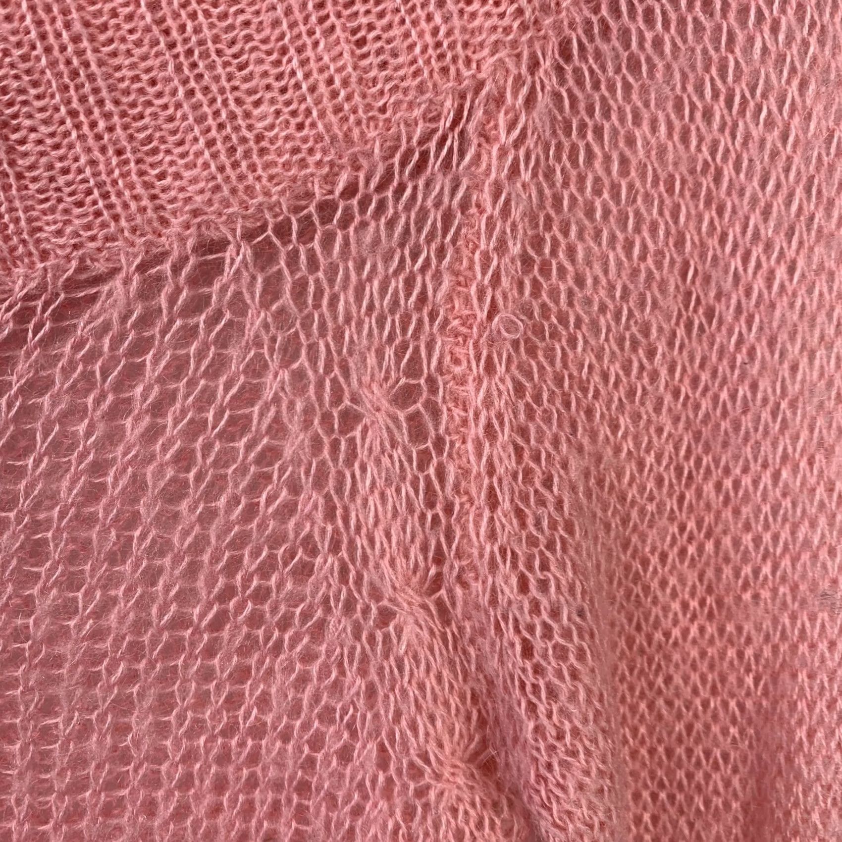 Vintage VINTAGE Pout Pink Mohair Blend Sheer Off Shoulder Cable Knit Sweater L Balletcore Y2K Womens Pullover Off the Shoulder Long Sleeve Bell Sleeve Size L / US 10 / IT 46 - 5 Thumbnail