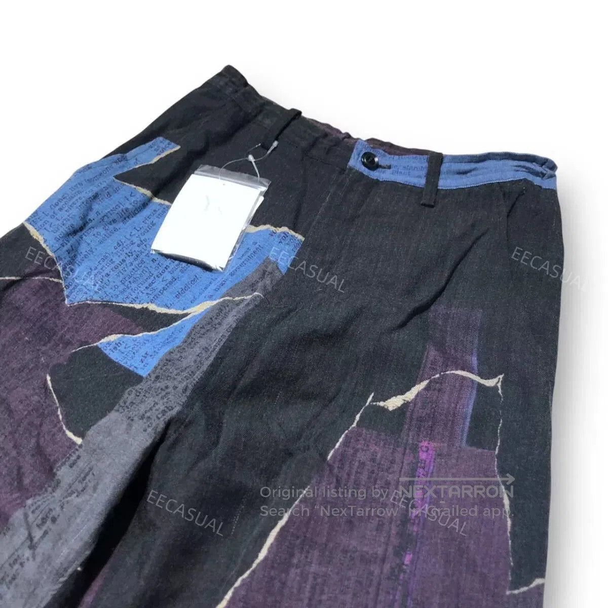 Y's Y's Wool Collage Print Straight Pants. Size 23" - 3 Thumbnail