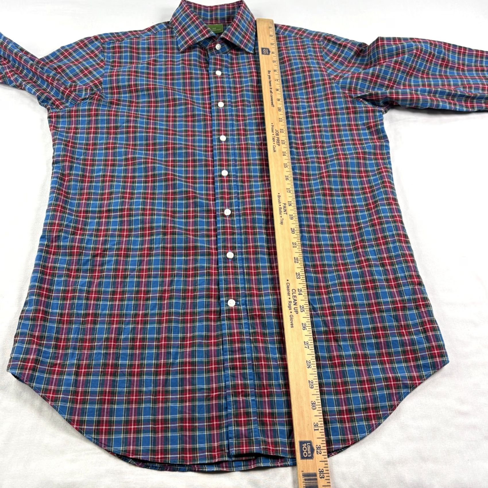 Sid Mashburn Sid Mashburn Shirt Men M Blue Red Plaid Button-Up Long Sleeve Casual Formal Relaxed Fit Mens Size 40R - 5 Thumbnail