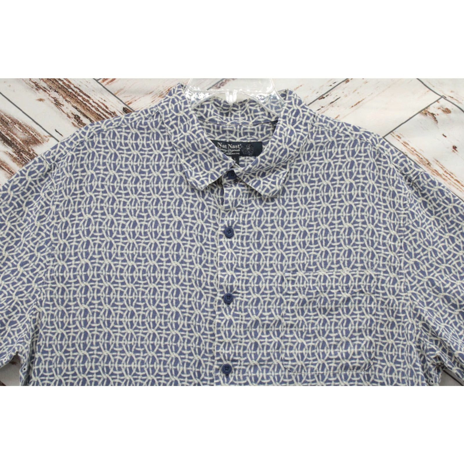Nat Nast Nat Nast Shirt Men's Large Blue Chain mail print Silk Hawaiian Allover Print Mens Size US L / EU 52-54 / 3 - 3 Thumbnail