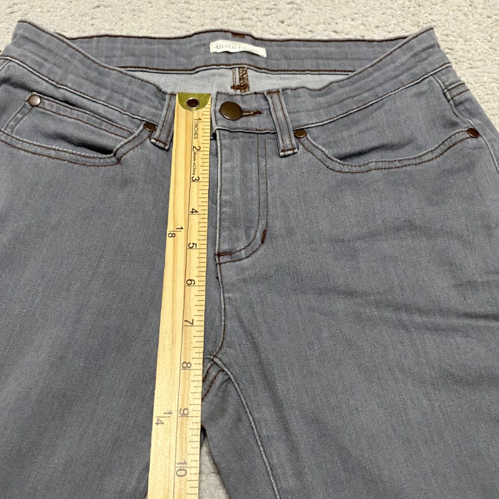 Eileen Fisher Eileen Fisher Womens Jeans sz 2 Gray Denim Organic Cotton Mid Rise Slim Straight Modern Weekend Wear Shirt? Size 28" / US 6 / IT 42 - 4 Thumbnail