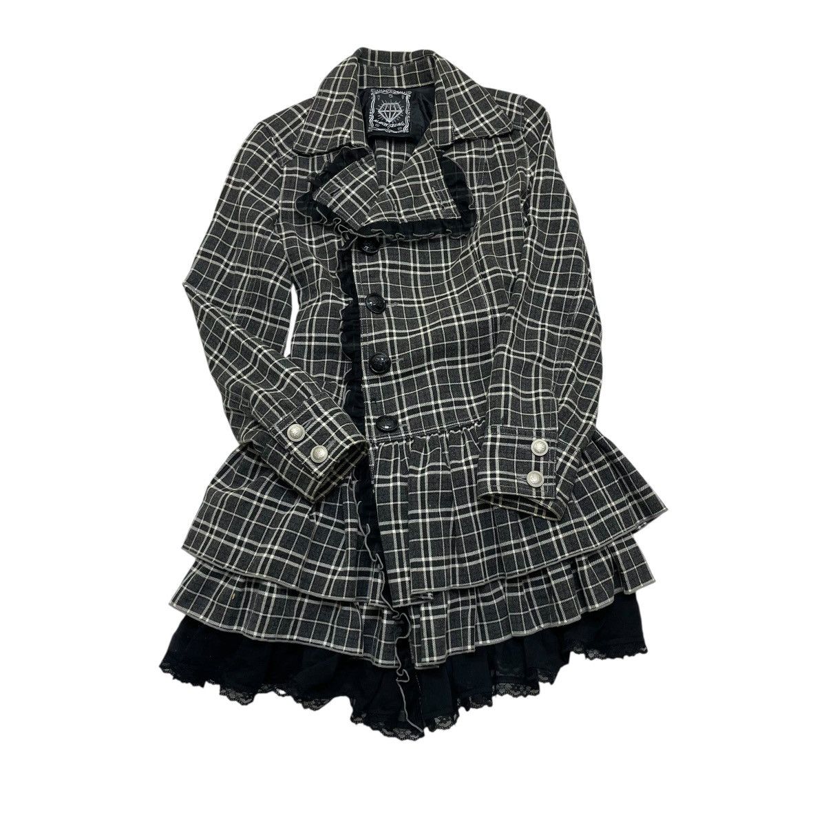 Le Grande Bleu (L.G.B.) 💥Vintage AlgoN Quins Checked Belted Jacket Size M / US 6-8 / IT 42-44 - 3 Thumbnail