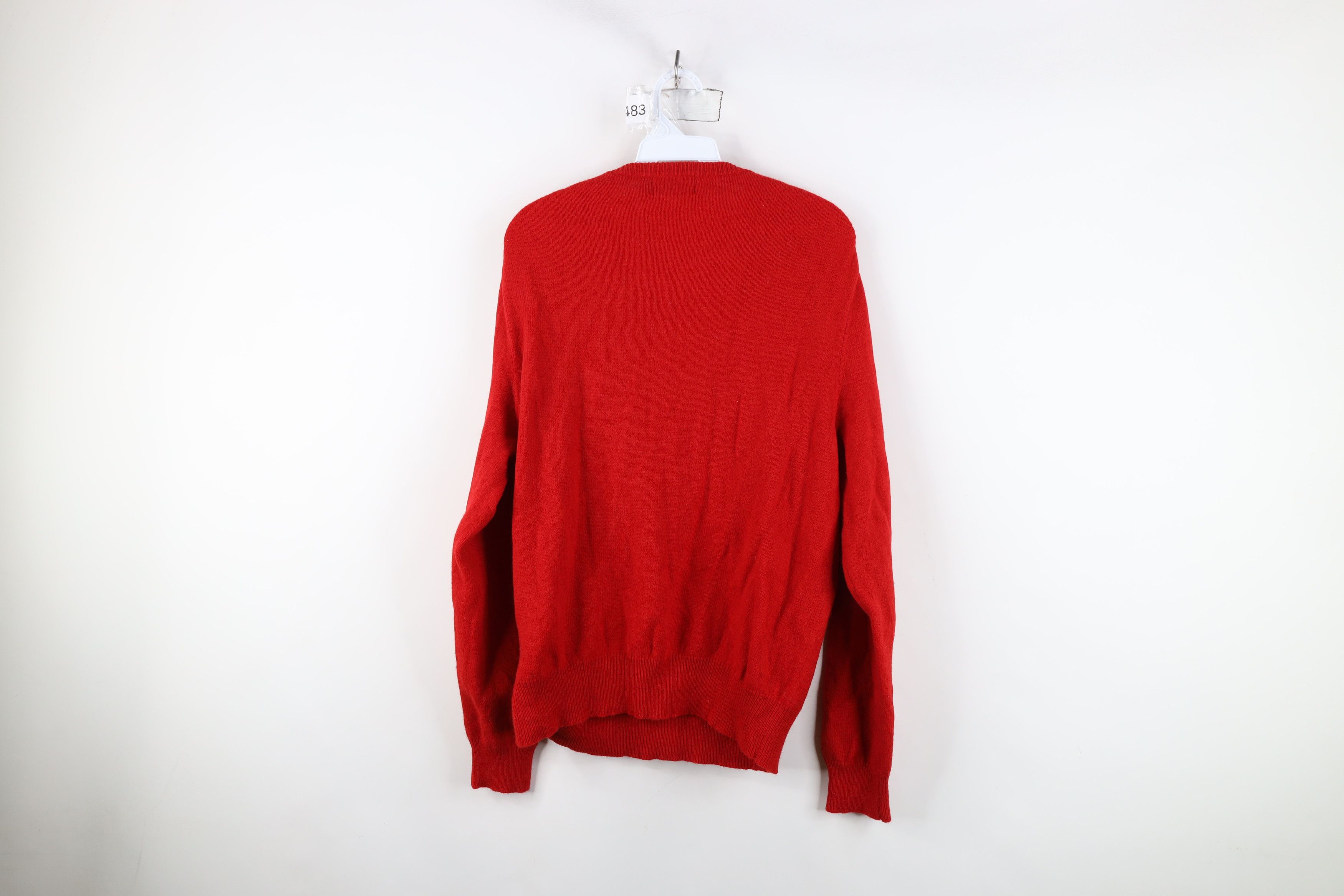 Ralph Lauren × Vintage Vintage Ralph Lauren Pony Logo Wool Knit V-Neck Sweater Red Size US L / EU 52-54 / 3 - 9 Thumbnail