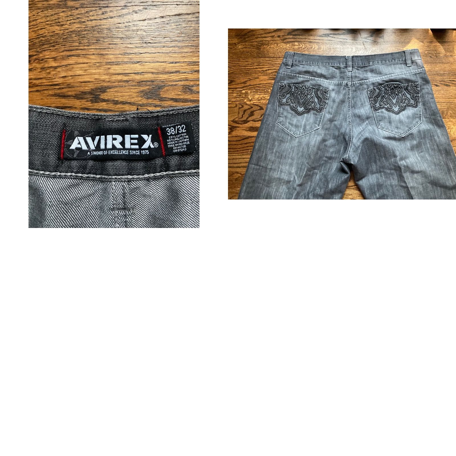 Avirex VINTAGE Avirex Jeans Mens 38x32 Black Denim Baggy Hip Hop 90s Gothic Straight Relaxed 5-Pocket Men Baggy Jeans Size US 38 / EU 54 - 8 Thumbnail