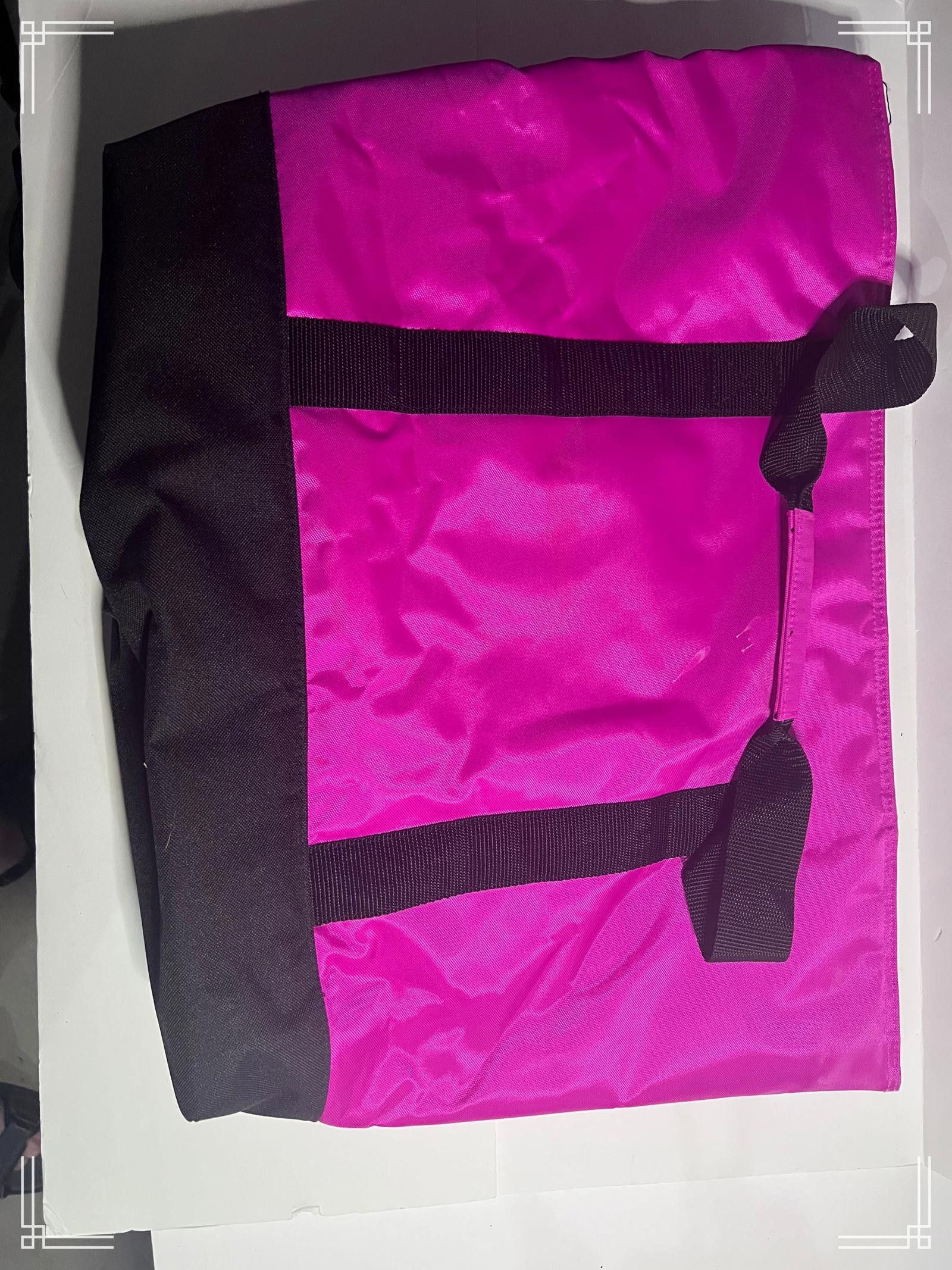 Designer Pink and Black Nylon Tote Bag with Zipper Closure Size ONE SIZE - 2 Thumbnail