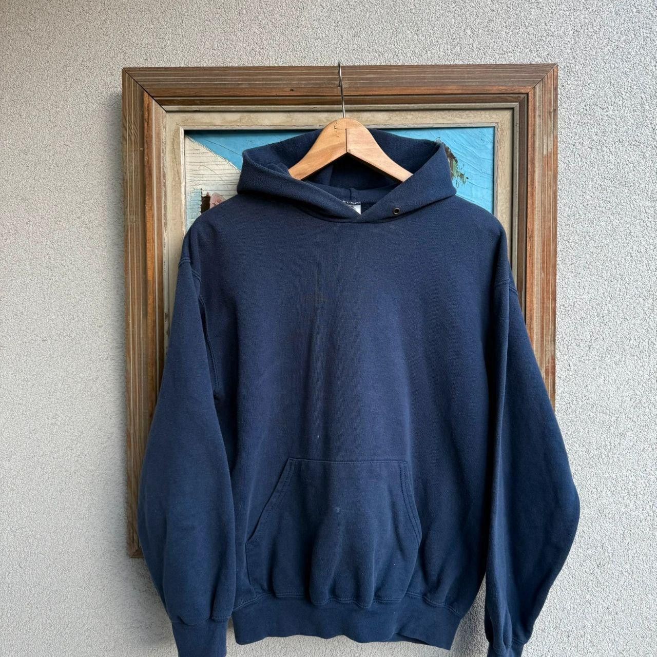 Fruit Of The Loom FOTL Blank Hoodie Vintage 90s Navy Size US S / EU 44-46 / 1 - 2 Thumbnail