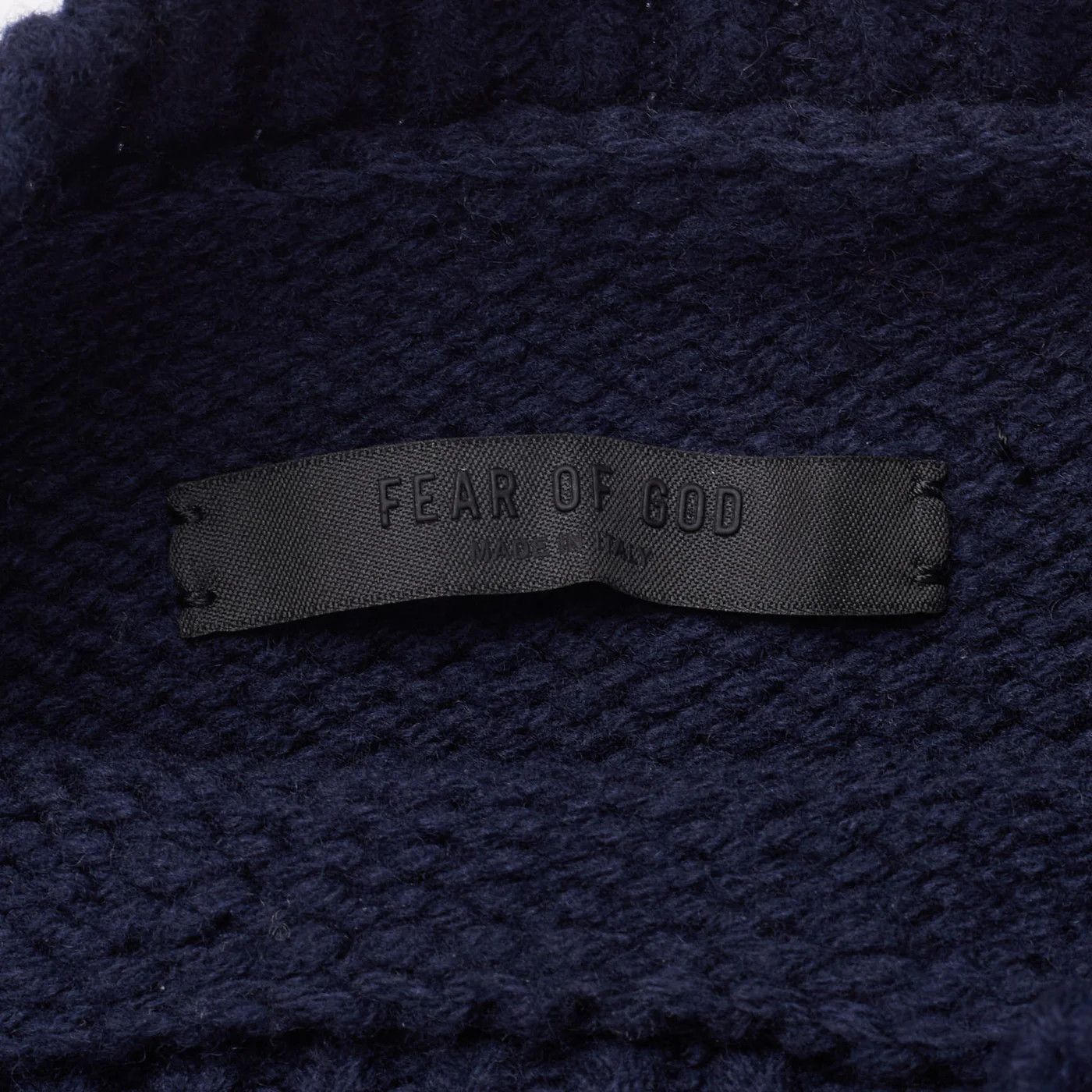 Fear of God FEAR OF GOD Navy Blue Wool Chunky Knit Overlap Sweater Size US L / EU 52-54 / 3 - 6 Thumbnail