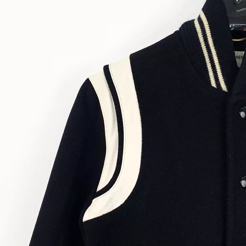 Saint Laurent Paris Saint Laurent Paris Black striped stand-up collar single-b Size S / US 4 / IT 40 - 3 Thumbnail