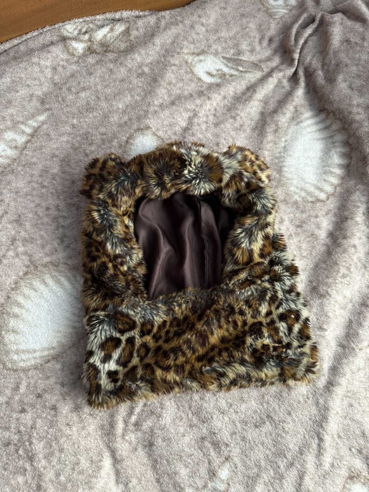 Japanese Brand Vintage Leopard Print Faux Fur Hood Size ONE SIZE - 1 Thumbnail