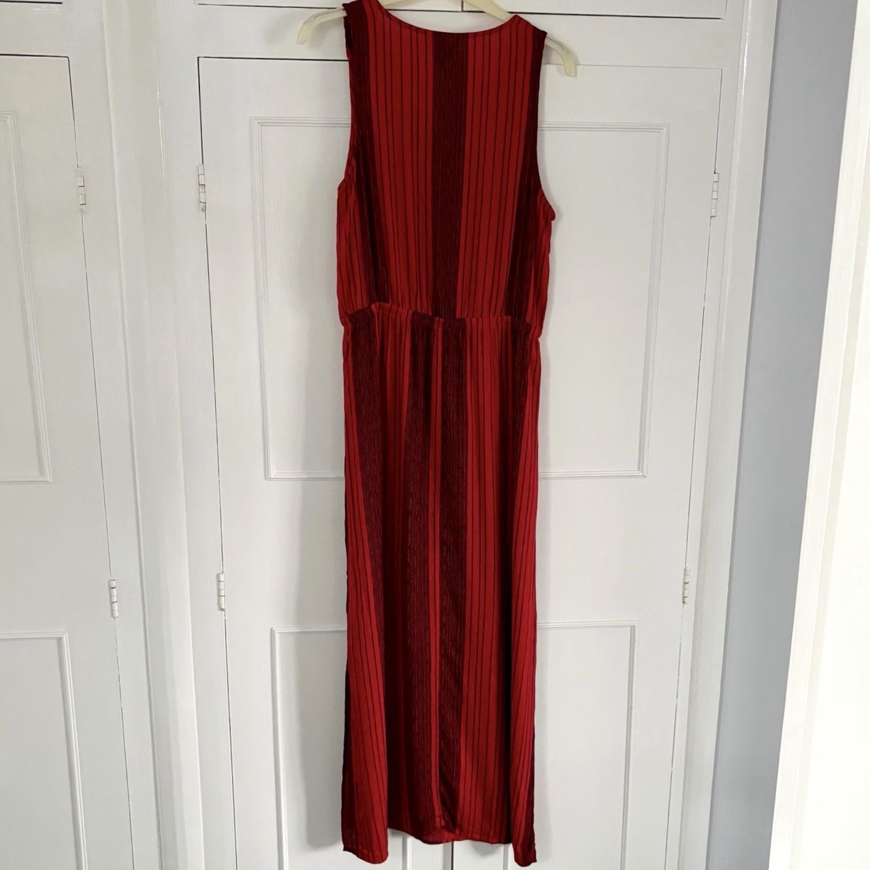 Vintage VINTAGE? No — Universal Thread Maxi Dress Women’s Red Party Cocktail Evening Event Size S Regular Sleeveless V-Neck Tie Waist Long Pattern Striped Size S / US 4 / IT 40 - 2 Thumbnail