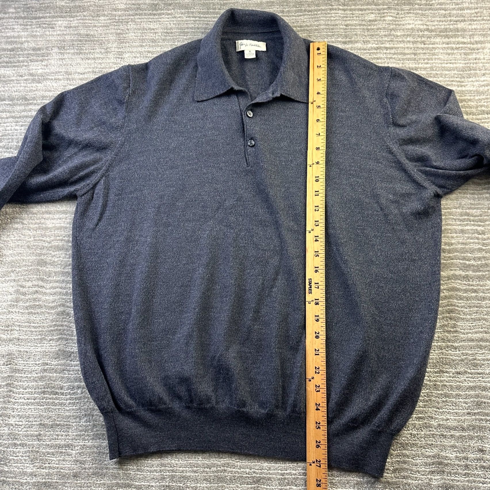 Nordstrom Nordstrom Polo Shirt Mens XL Knit Wool Merino Italy Gr ay Logo Button Vintage? No Polo Shirt Size US XL / EU 56 / 4 - 8 Thumbnail