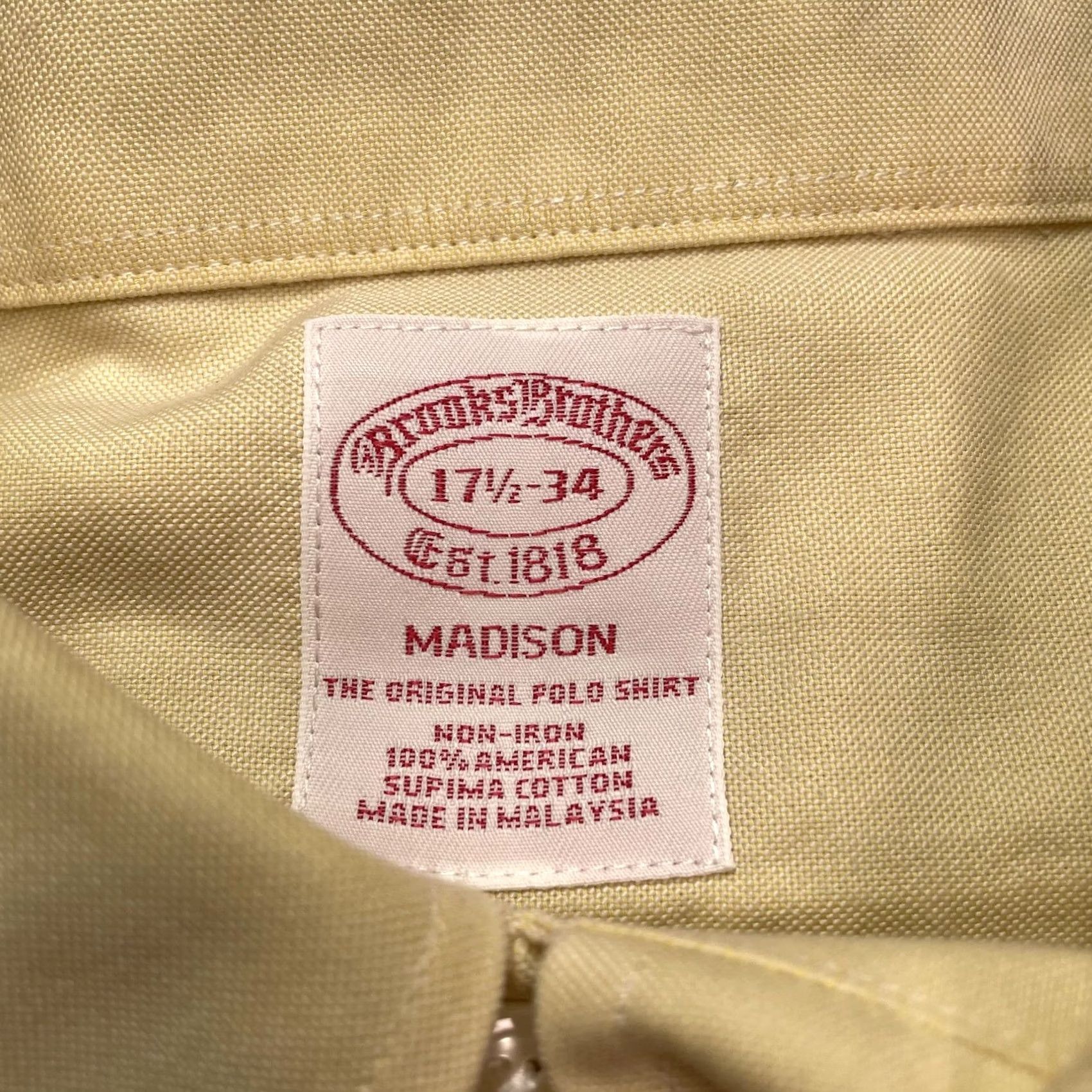 Brooks Brothers Brooks Brothers Shirt Mens XL 17.5 34 Yellow Non Iron Madison Supima Cotton Madison Button-Down Dress Shirt NL Size US XL / EU 56 / 4 - 2 Thumbnail