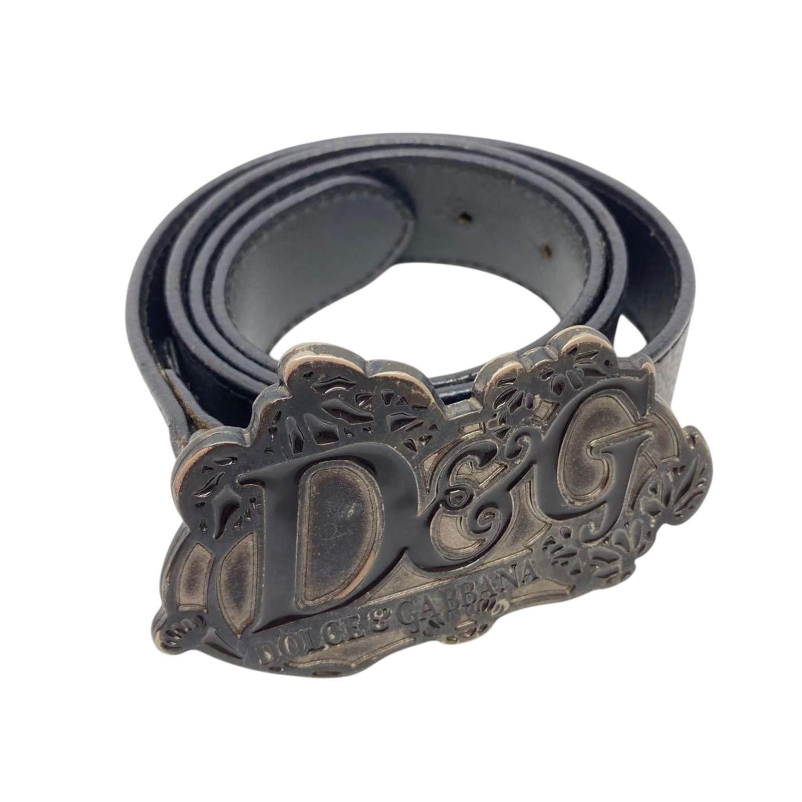 Dolce & Gabbana Dolce & Gabbana - Black Leather Belt Decorative D&G Size ONE SIZE - 2 Thumbnail