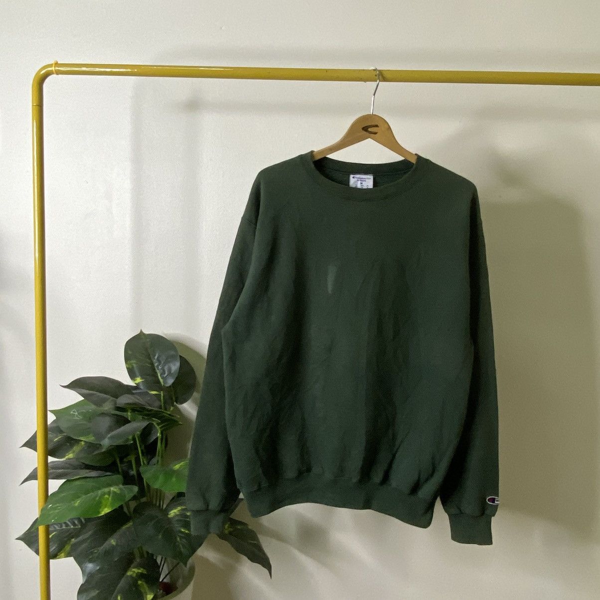 Champion Vintage 2000s Champion Green Blank Sweatshirt Size US M / EU 48-50 / 2 - 1 Thumbnail