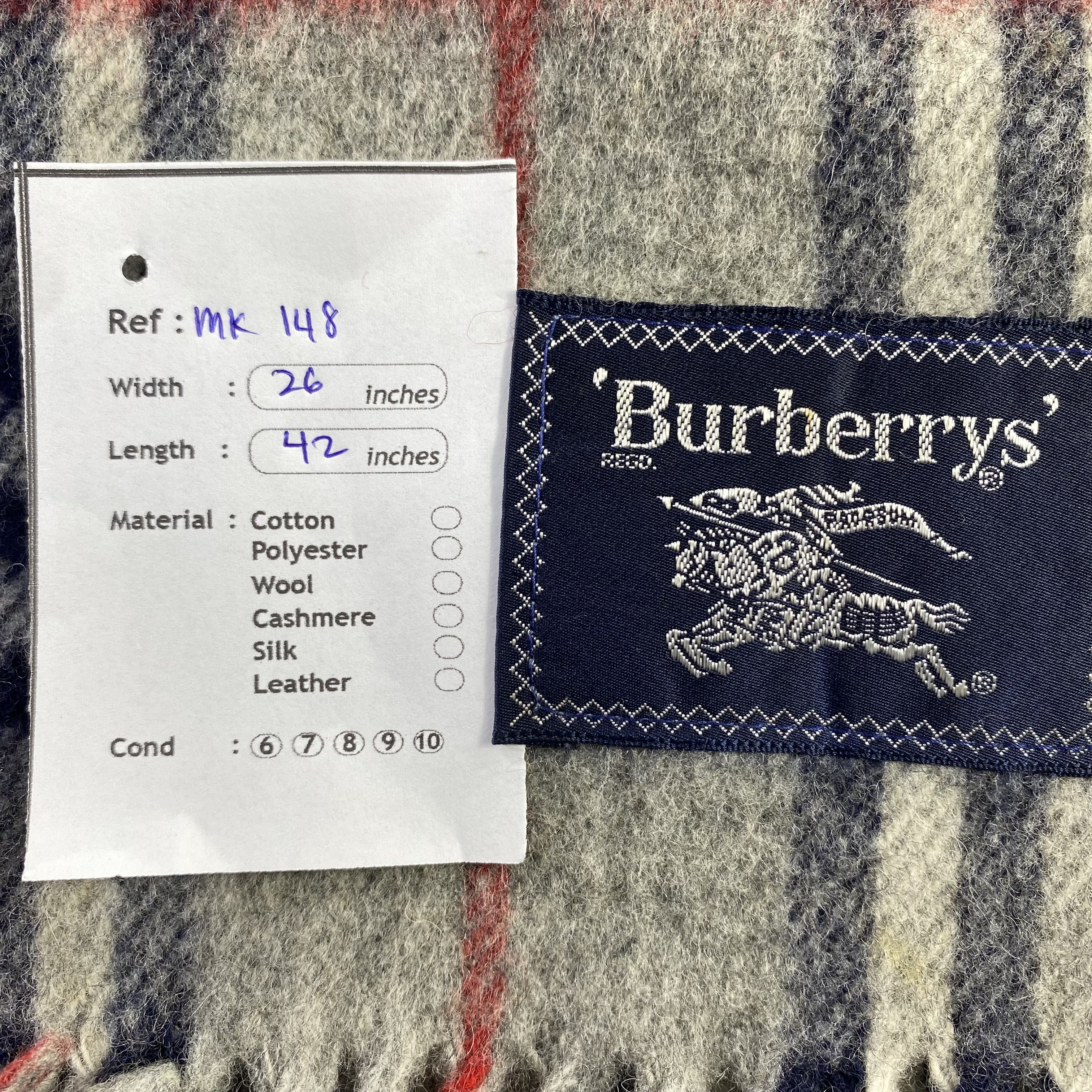 Burberry × Vintage Vintage Burberry Scarf Big Size Neck Wrap Wool Muffler Size ONE SIZE - 12 Thumbnail