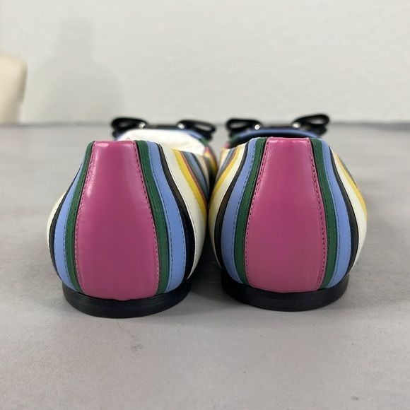 Salvatore Ferragamo Salvatore Ferragamo Varina Rainbow Stripe Flats Bow Logo Size US 8 / IT 38 - 6 Thumbnail