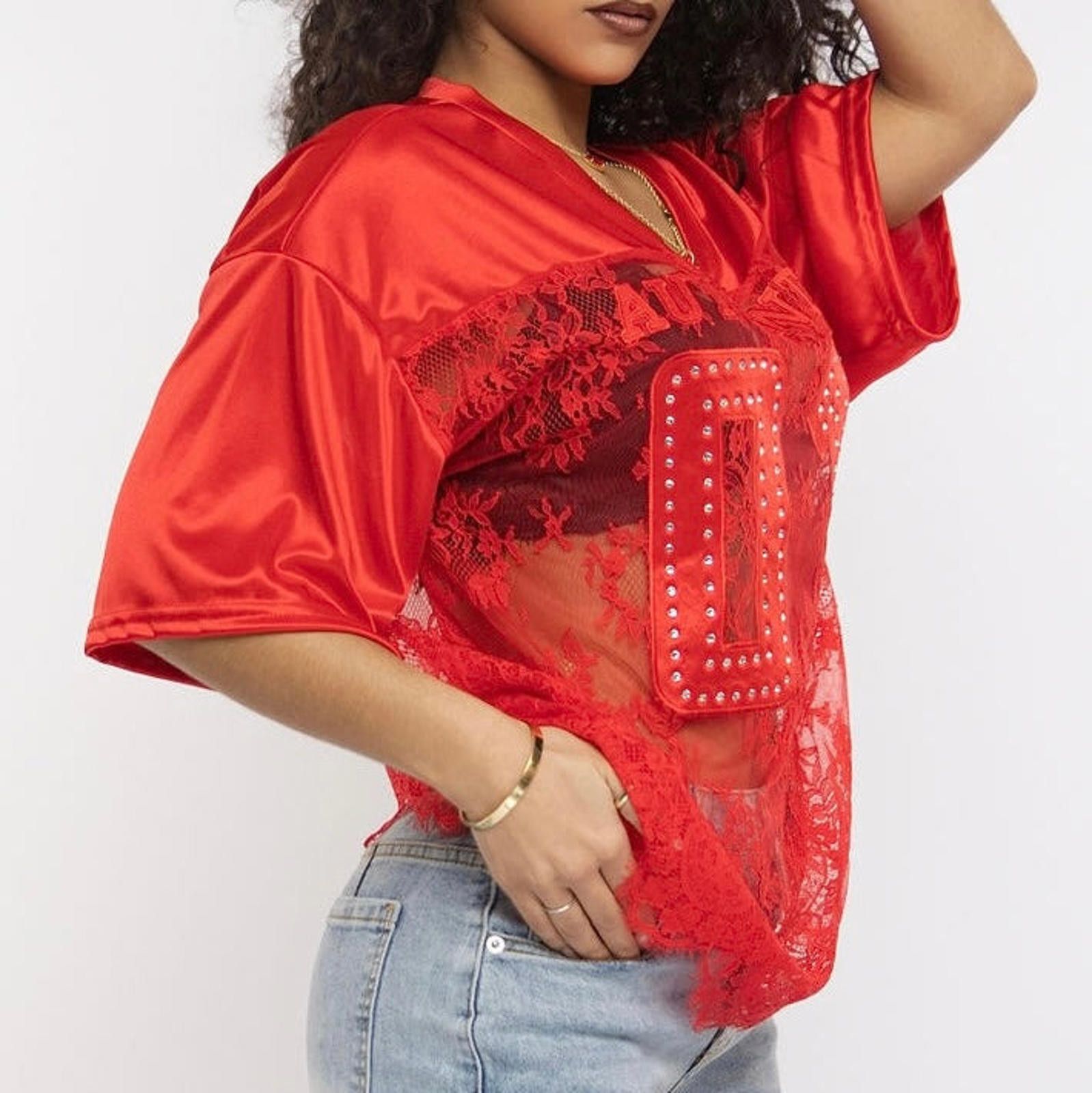 Other Authentic or California Edge Numbered Lace Sporty Jersey Top Size ONE SIZE - 7 Thumbnail