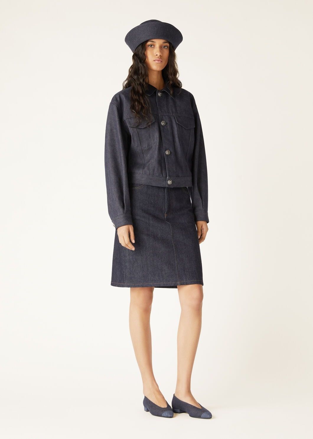 Loro Piana o1srvl11e0825 FAO4473 Joanne Denim Midi Skirt in Blue Size 30" / US 8 / IT 44 - 2 Thumbnail