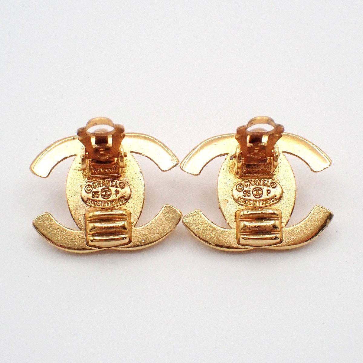 Chanel Gold Plated CC Turnlock Stud Earrings Gold