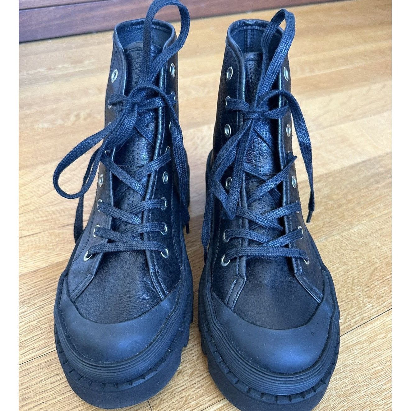 Proenza Schouler new PS The City Black Leather Combat Boots EU 38 Lug Sole Size US 8 / IT 38 - 5 Thumbnail