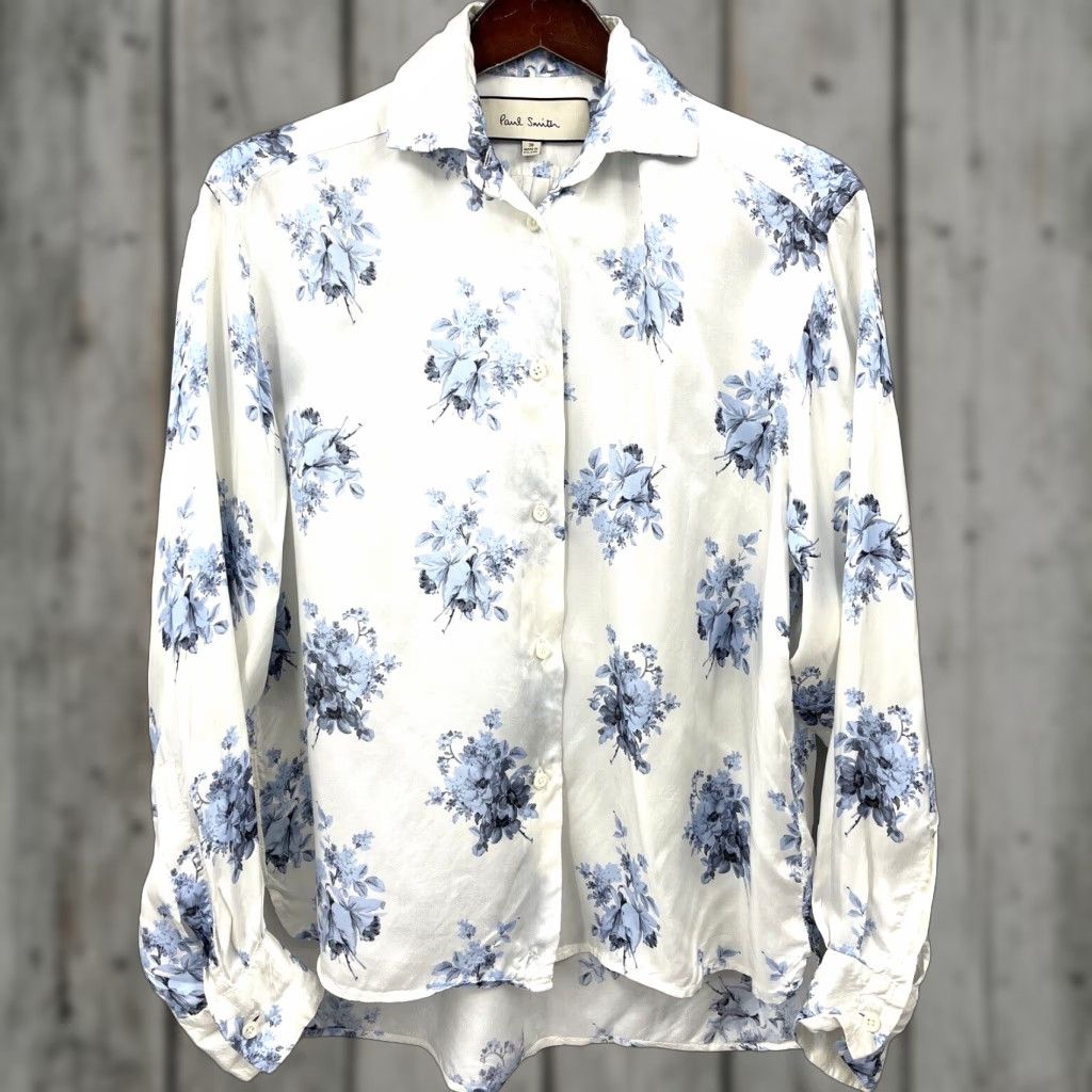 Paul Smith VINTAGE Paul Smith Mens Shirt Long Sleeve Button Front Floral Rayon Blue 90s Mens Size US M / EU 48-50 / 2 - 1 Thumbnail