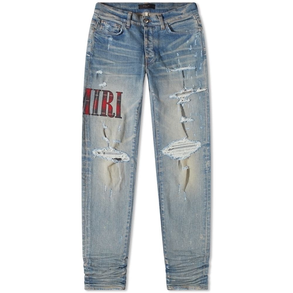 Amiri o1y0525 Logo Denim Pant in Blue Size US 33 - 1 Thumbnail