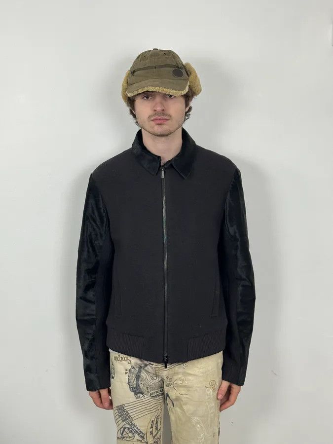 Emporio Armani FW2014 Emporio Armani Grey Wool & Black Pony Hair Jacket Size US L / EU 52-54 / 3 - 3 Thumbnail