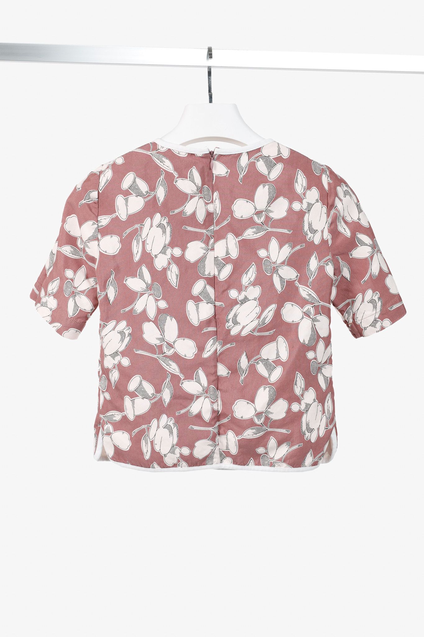 Marni Marni Mauve Cotton & Silk Floral-Print Asymmetrical Top Size XS / US 0-2 / IT 36-38 - 2 Thumbnail