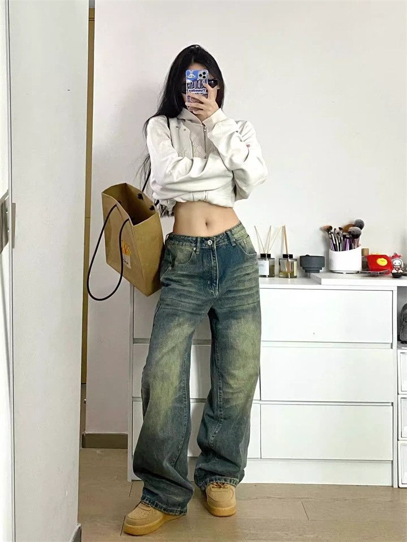 Designer × Vintage Deeptown Y2k Baggy Wide Leg Jeans Women Size 25" / US 0 / IT 36 - 1 Thumbnail